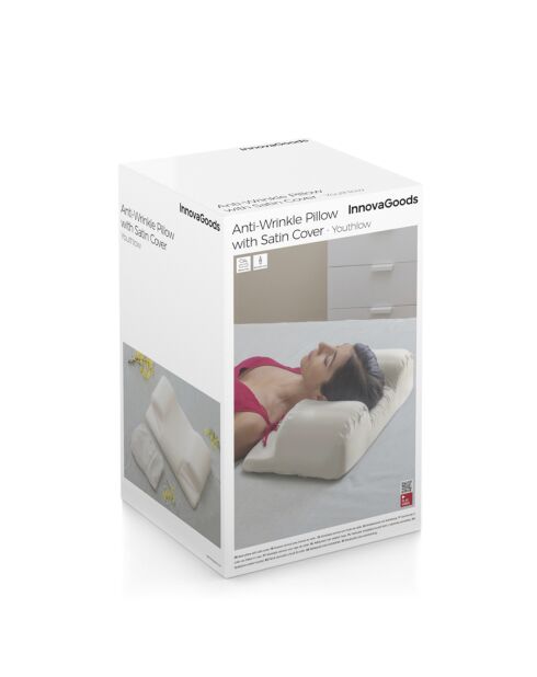 Oreiller cervical anti-rides avec housse en satin youthlow beige