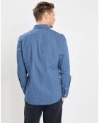 Chemise Micro Motif Velours bleu foncé