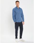 Chemise Micro Motif Velours bleu foncé