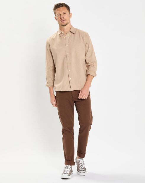 Chemise Regular Fit chinée beige