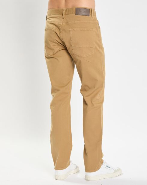 Pantalon stretch droit 5 poches beige