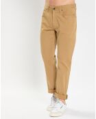 Pantalon stretch droit 5 poches beige