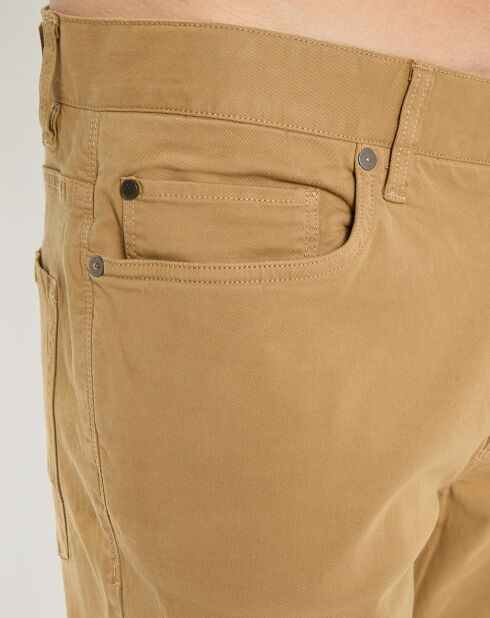 Pantalon stretch droit 5 poches beige