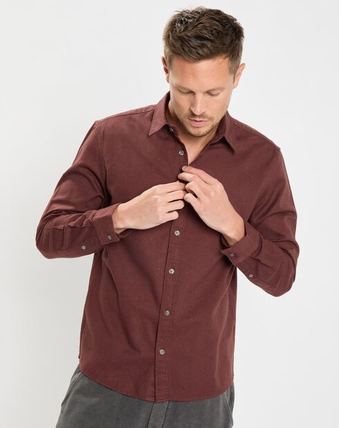 Chemise Regular Fit chinée bordeaux