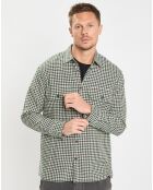 Surchemise 100% Coton Bio Relaxed Fit à carreaux vert/marron