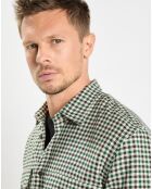 Surchemise 100% Coton Bio Relaxed Fit à carreaux vert/marron