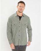 Surchemise 100% Coton Bio Relaxed Fit à carreaux vert/marron