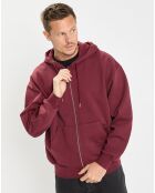 Sweat zippé à capuche 100% Coton Bio bordeaux