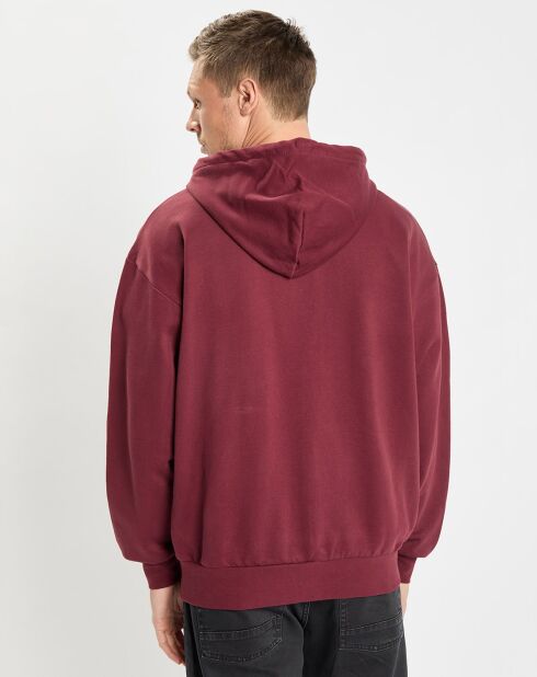 Sweat zippé à capuche 100% Coton Bio bordeaux