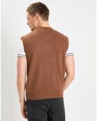 Pull sans manches en Laine & Coton marron