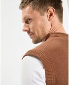 Pull sans manches en Laine & Coton marron