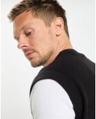 Pull sans manches en Laine & Coton noir