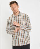 Chemise 100% Coton Bio Relaxed Fit à carreaux bleu/marron