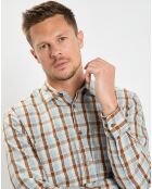 Chemise 100% Coton Bio Relaxed Fit à carreaux bleu/marron