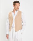 Gilet en Lin & Coton slim fit beige