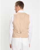 Gilet en Lin & Coton slim fit beige