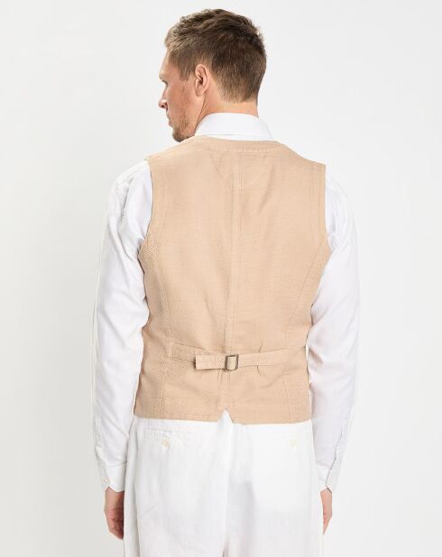 Gilet en Lin & Coton slim fit beige