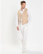 Gilet en Lin & Coton slim fit beige