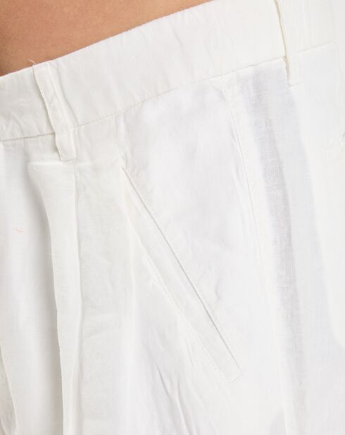 Pantalon 100% Lin Mossbo Pant Pinces blanc