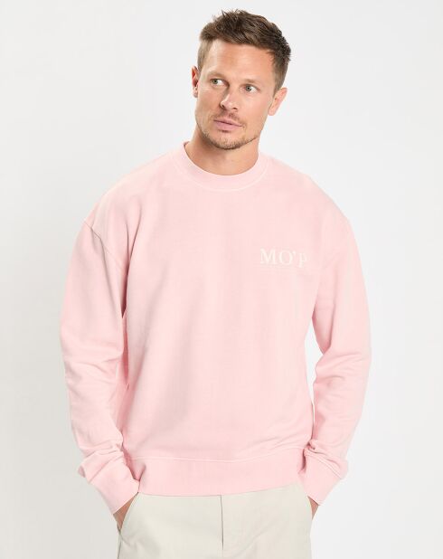 Sweat Col Rond Coton Organic rose clair