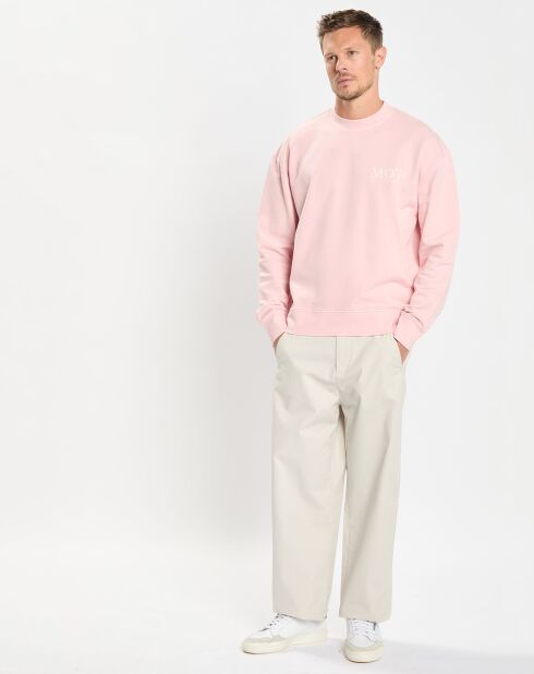 Sweat Col Rond Coton Organic rose clair