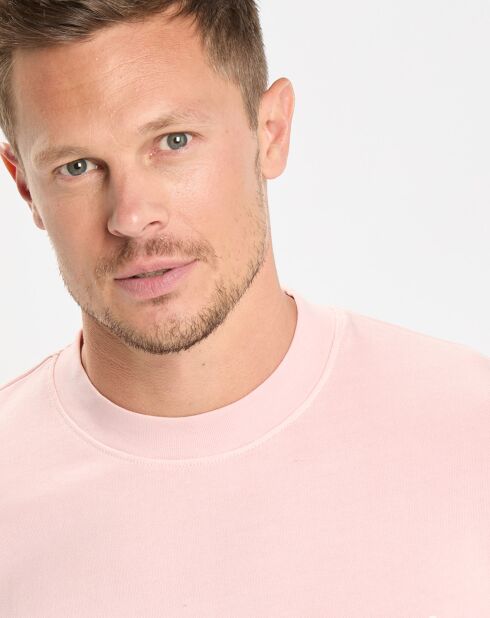 Sweat Col Rond Coton Organic rose clair