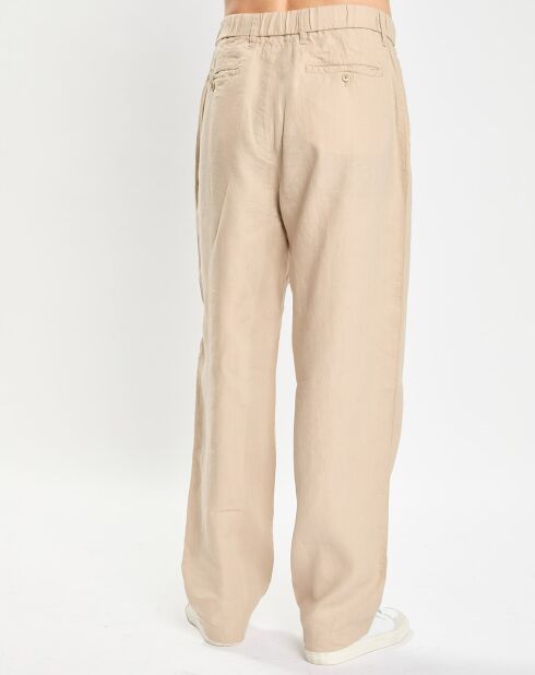 Pantalon 100% Lin Mossbo Pant Pinces beige