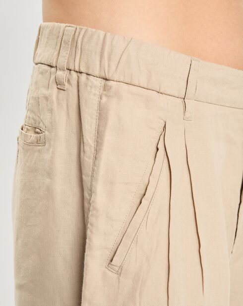 Pantalon 100% Lin Mossbo Pant Pinces beige