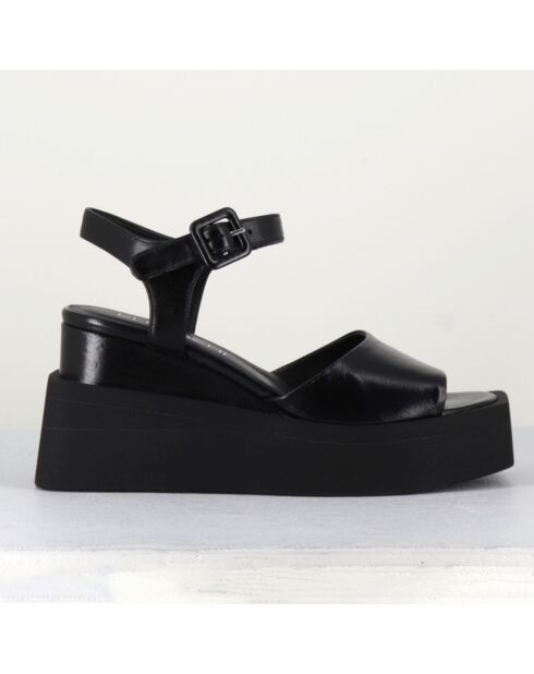 Schwarze Ledersandalen - 8,5 cm Absatz