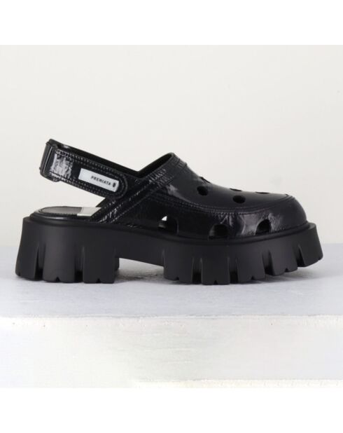 Mules Slingbacks en Cuir noires - Talon 5 cm