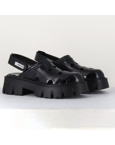 Mules Slingbacks en Cuir noires - Talon 5 cm