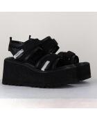 Schwarze Ledersandalen - 9 cm Absatz