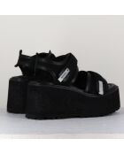 Schwarze Ledersandalen - 9 cm Absatz