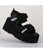Schwarze Ledersandalen - 9 cm Absatz