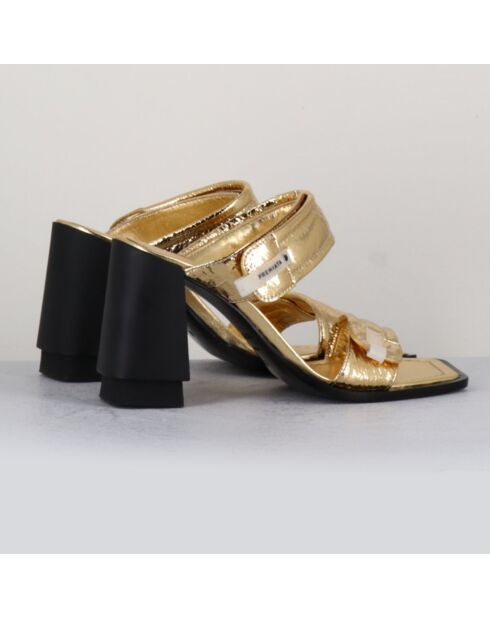 Mules de piel dorada - Tacón 9 cm