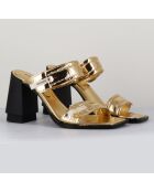 Mules de piel dorada - Tacón 9 cm