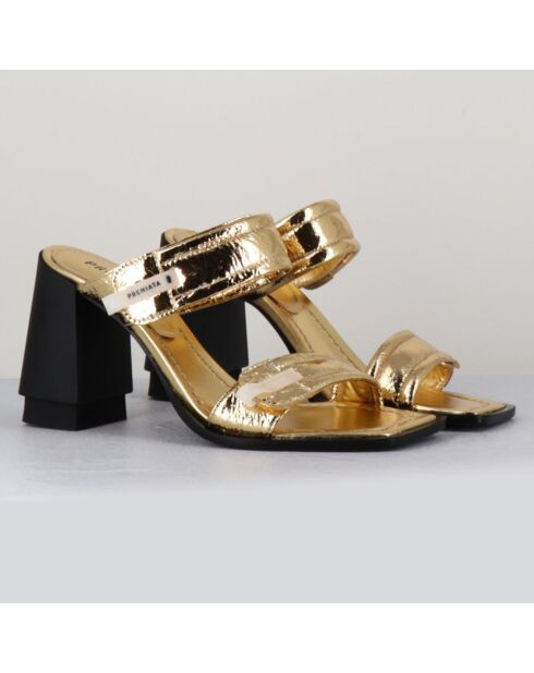Mules de piel dorada - Tacón 9 cm
