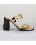 Mules de piel dorada - Tacón 9 cm