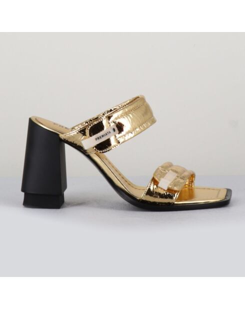 Mules de piel dorada - Tacón 9 cm