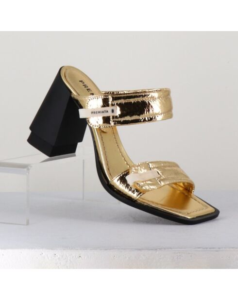 Mules de piel dorada - Tacón 9 cm