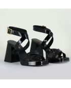 Sandales en Cuir noires - Talon 9.5 cm