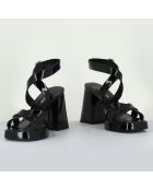 Sandales en Cuir noires - Talon 9.5 cm