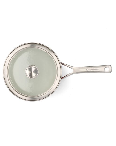 Casserole émaillée avec couvercle Core Steel induction rouge/crème - D.18 cm