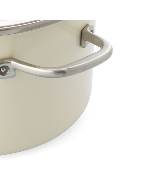 Faitout émaillé avec couvercle Core Steel induction crème - D.20 cm