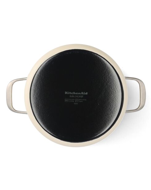 Faitout émaillé avec couvercle Core Steel induction crème - D.20 cm