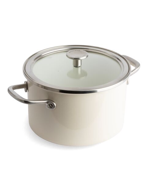 Faitout émaillé avec couvercle Core Steel induction crème - D.20 cm
