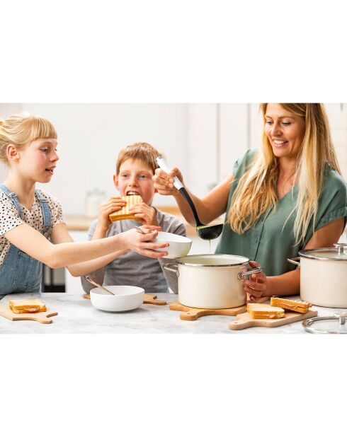 Faitout émaillé avec couvercle Core Steel induction crème - D.20 cm