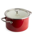 Faitout émaillé avec couvercle Core Steel induction rouge/crème - D.20 cm