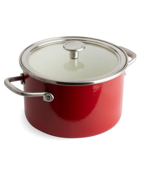Faitout émaillé avec couvercle Core Steel induction rouge/crème - D.20 cm