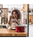 Faitout émaillé avec couvercle Core Steel induction rouge/crème - D.20 cm